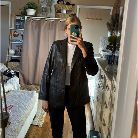 International concepts black/brown 100% leather blazer - Picture 1 of 13